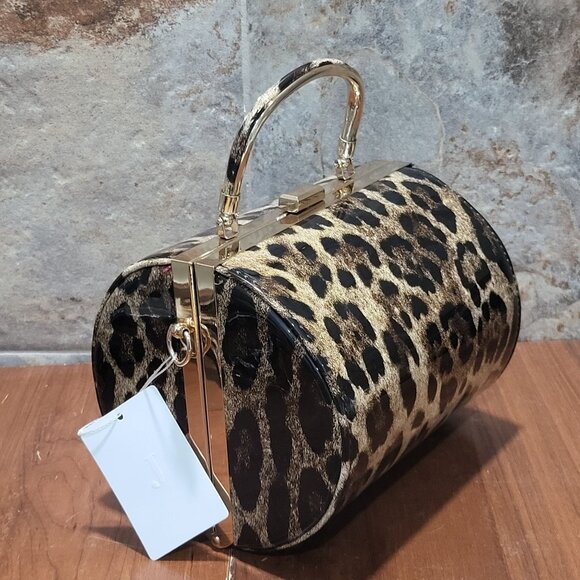 Leopard Print Round Barrel Shoulder Hand Bag - Picture 15 of 15